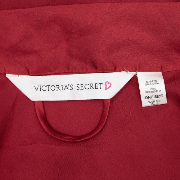 Victoria's Secret Red Short Silky Satin Robe One Size - Picture 6 of 8